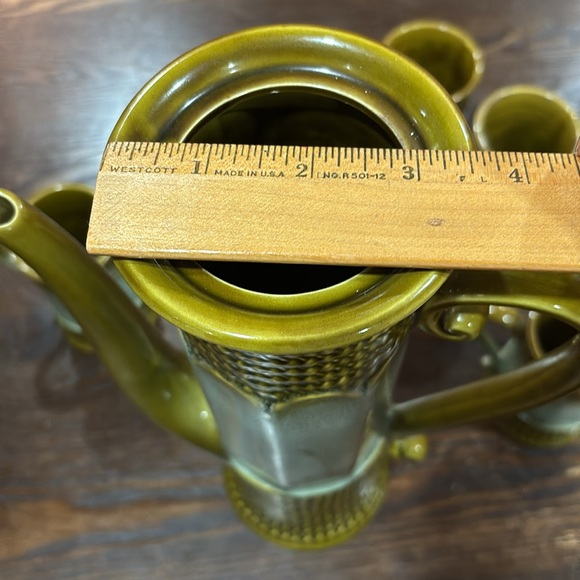 Norleans Japan Vintage MCM Green Ceramic Coffee Set | Carafe and mugs - Picture 7 of 11